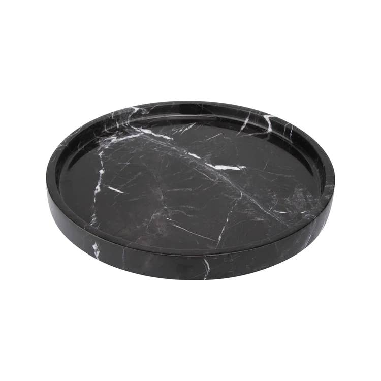 MOOISA B.V. - Wholesale Serving Tray - Marble tray round with edge Ø30cm black