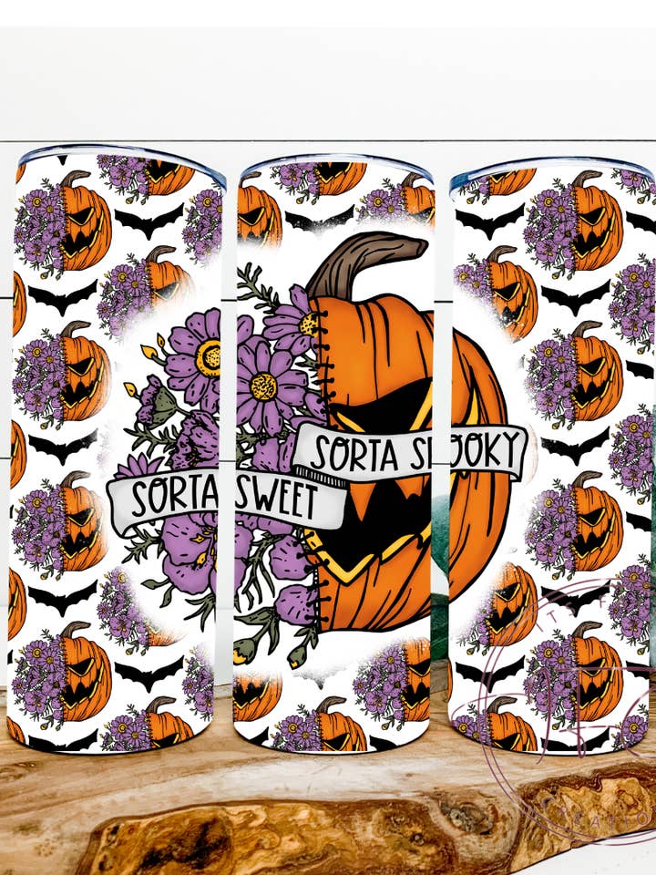 kinda sweet kinda spooky tumbler/ 20 oz tumbler/thermal cup for wholesale by Itsfaithscreations