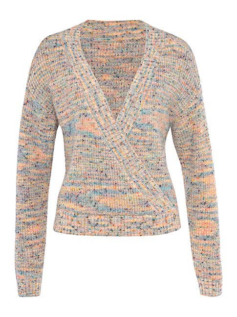 Cream Multi LASCANA Women's V-Neck Surplice Sweater for wholesale on Faire