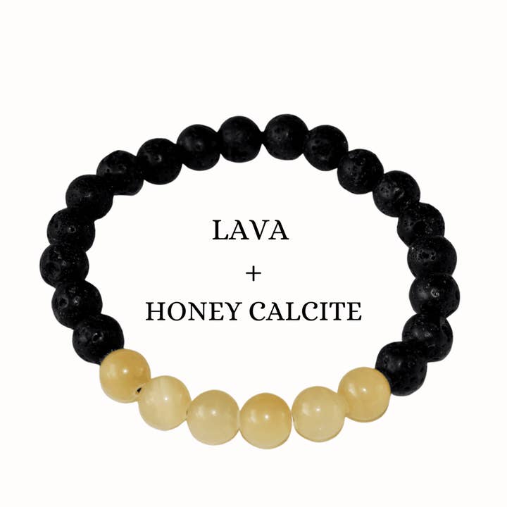 Diffuser Bracelet | Lava with Honey Calcite | Oil Diffuser for wholesale by Soothing Crystals