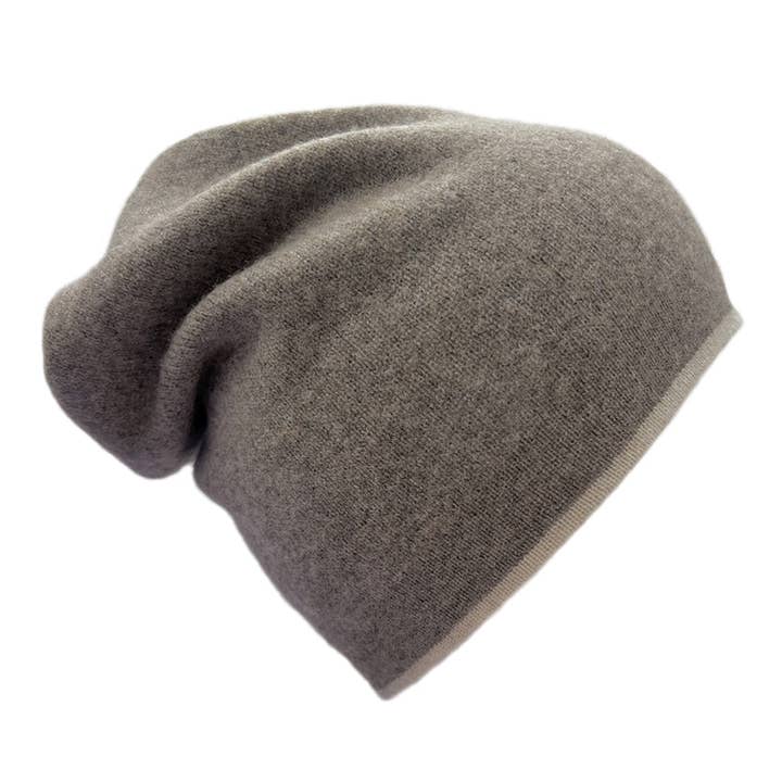 Coffee + Cream Reversible Cashmere Beanie for wholesale by SLATE + SALT