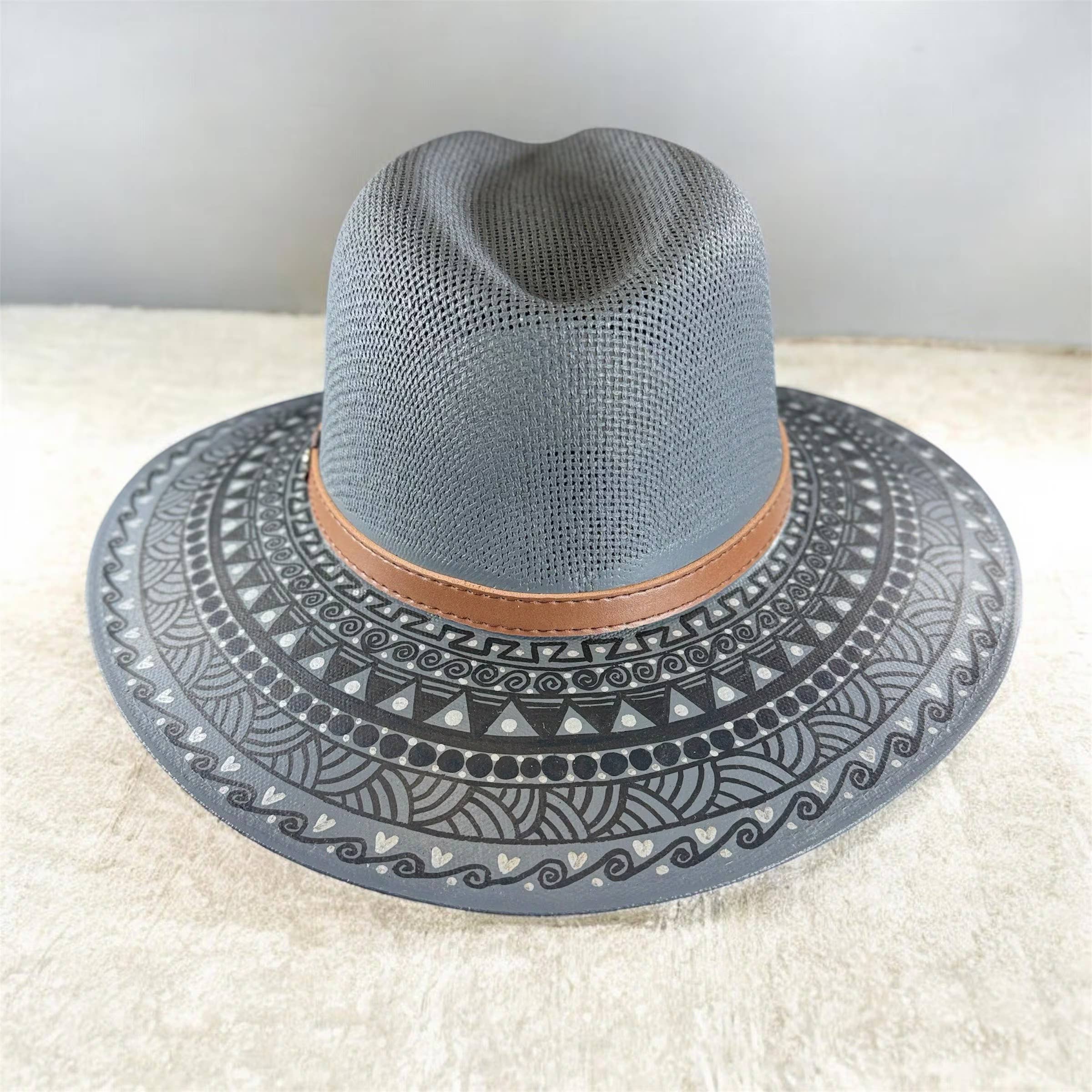 GMCE Global Trading, LLC - Wholesale Straw Hat - Unisex - Premium Detailed Hand-Painted Palm Straw Fedora Hat 15