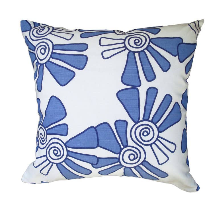 Alex Throw Pillow on Hand Printed Linen Fabric in Cobalt for wholesale by Balanced Design