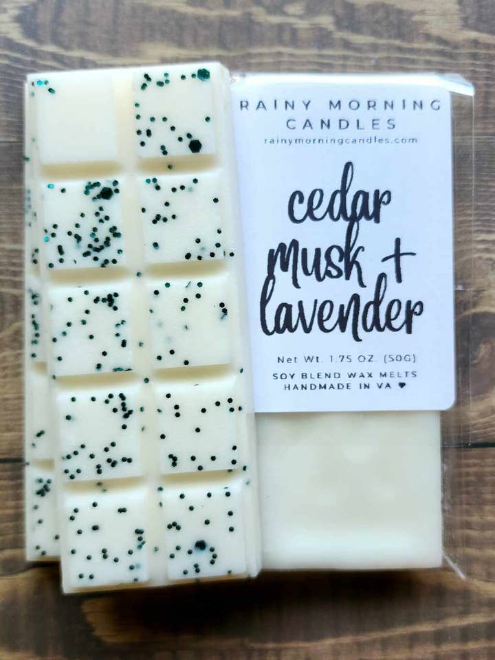 Cedar Musk + Lavender Snap Bar Wax Melts for wholesale by Rainy Morning Candles