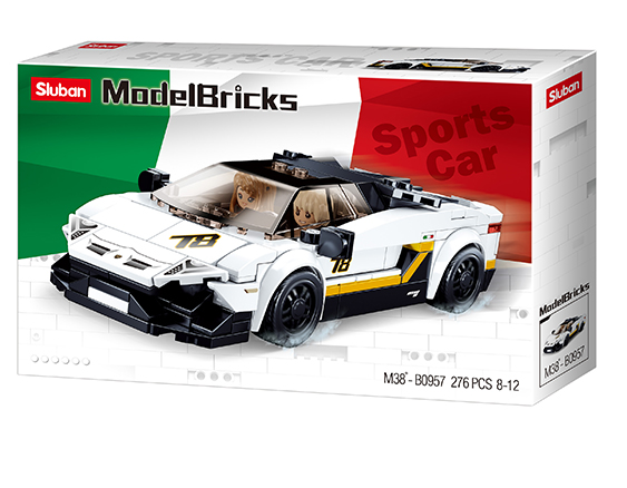 Sluban Europe BV - Wholesale Toy Car/Truck - Kids - M38-B0957/Modelbricks Italian supercar white1