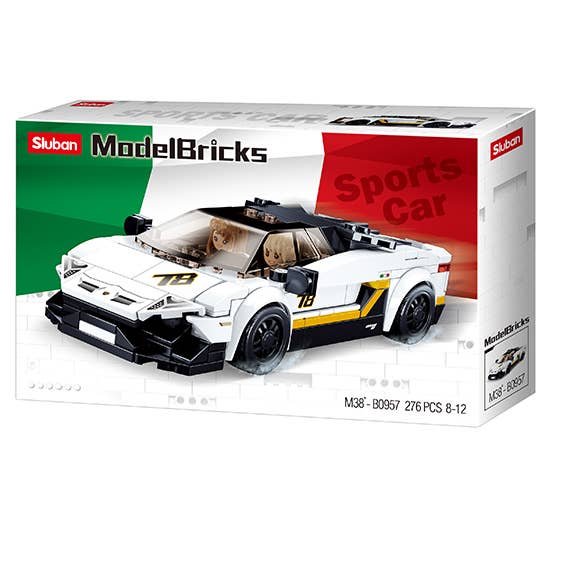Sluban Europe BV - Wholesale Toy Car/Truck - Kids - M38-B0957/Modelbricks Italian supercar white1