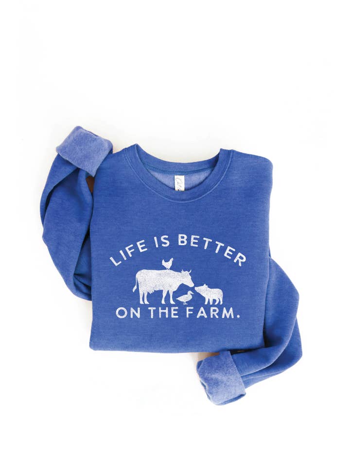 OAT COLLECTIVE - Wholesale Graphic Sweatshirt - Women's - LIFE IS BETTER ON THE FARM Graphic Sweatshirt14