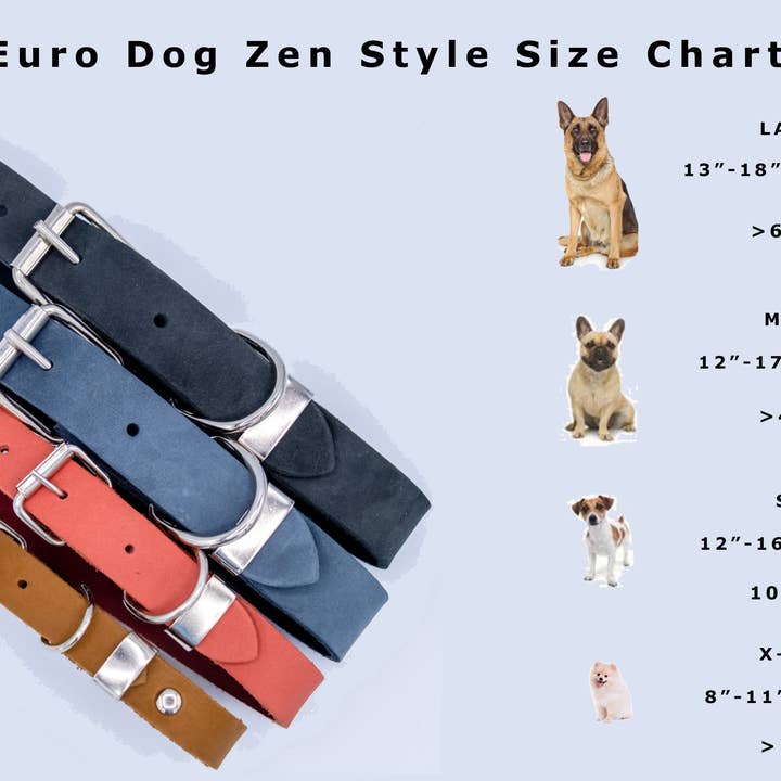 Euro-Dog Collars and Leads – Großhandel Haustierhalsband – Hund – Lederhundehalsband Weicher Zen-Stil Stahlverschluss6
