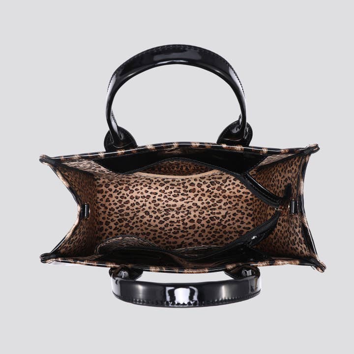 House of Milano - Wholesale Tote Bag - Women's - Leopard Print Patent Tote Bag # 254595