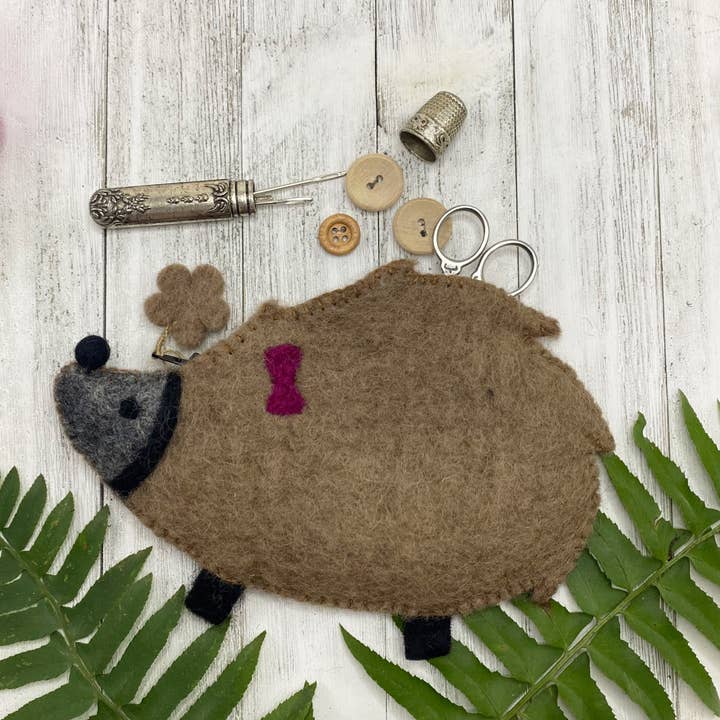 Hedgehog Felt Notions Bag for wholesale by frabjousfibers.com