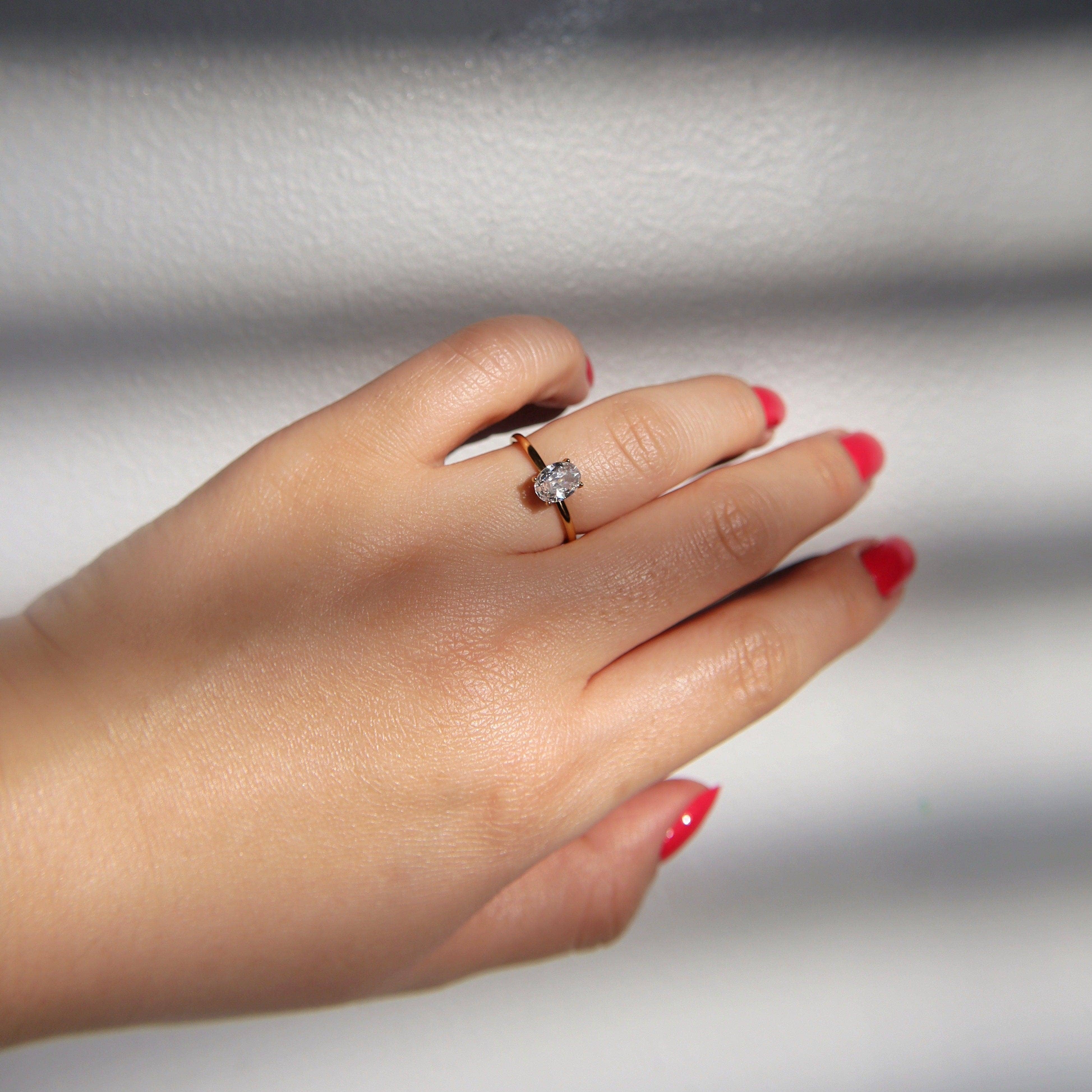 JESSA Jewelry - Wholesale Single Stone/Solitaire Ring - Oval Solitaire Ring | Zirconia Ring1