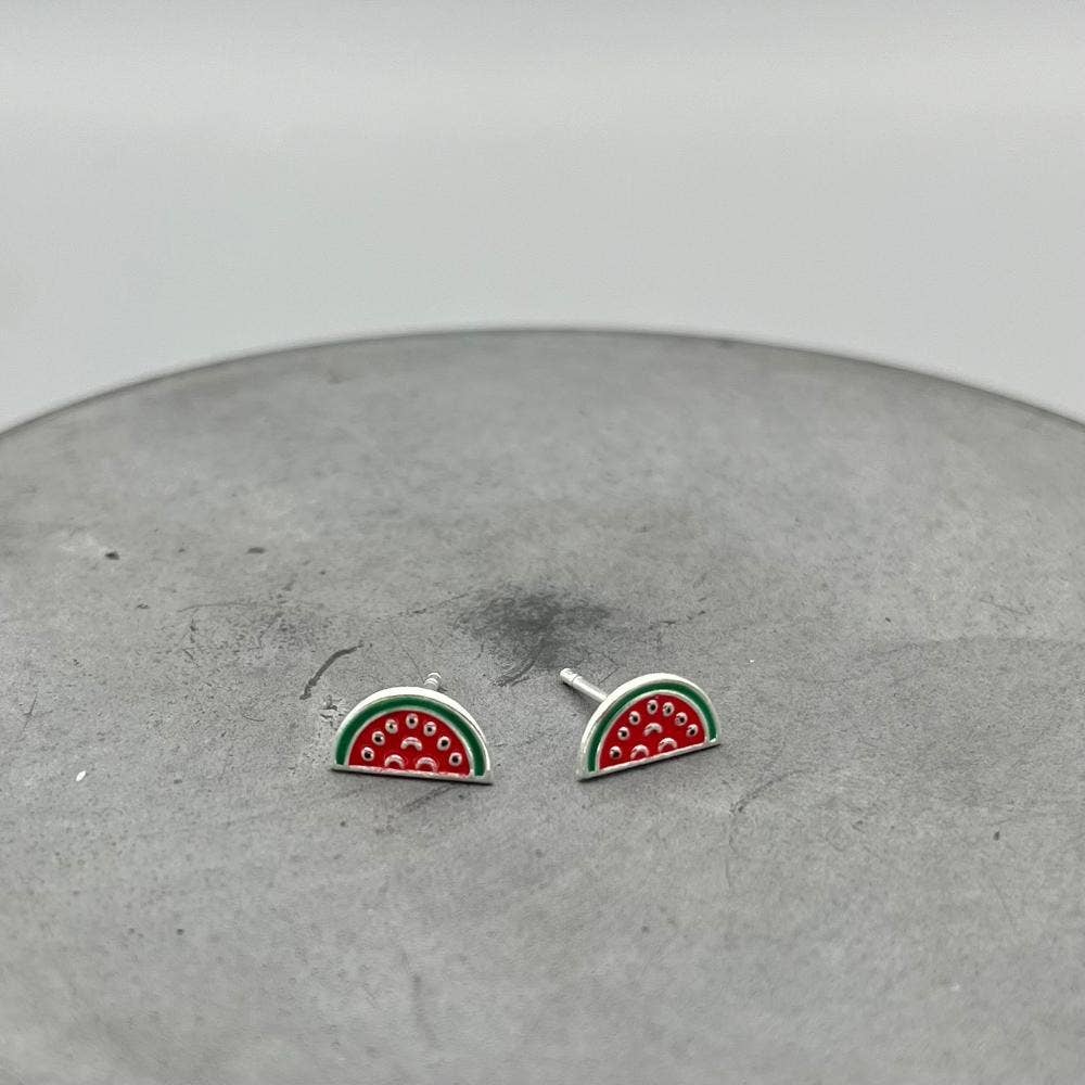 Something Silver - Wholesale Knopjes/oorstekers - Zilveren Blije Watermeloen Oorbellen0