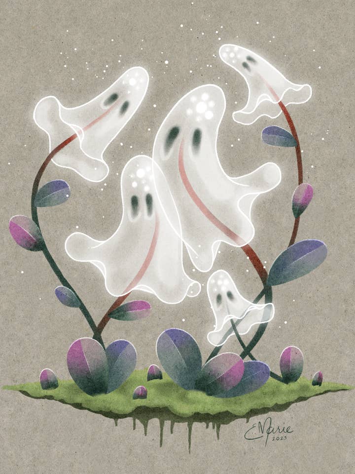 Ghost Plant Art Print | spooky garden | paranormal for wholesale by Elissa Marie Creative