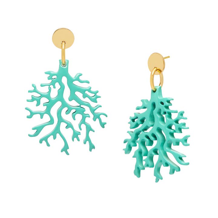 Gold turquoise Coral beach jewelry Earrings mothers day gift for wholesale by BRANCH JEWELLERY