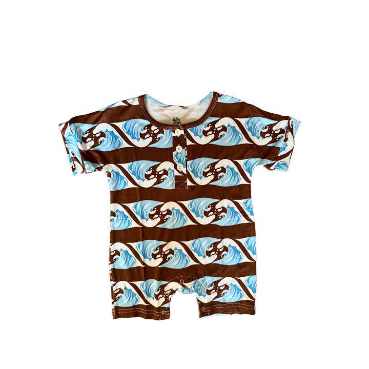 Kustvågor Överdimensionerad Bambu Romper för wholesale av Eazy Living Baby Co