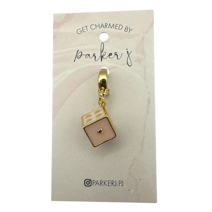 Pink Enamel Dice Charm for wholesale by Parker J Jewelry & Charm Bar