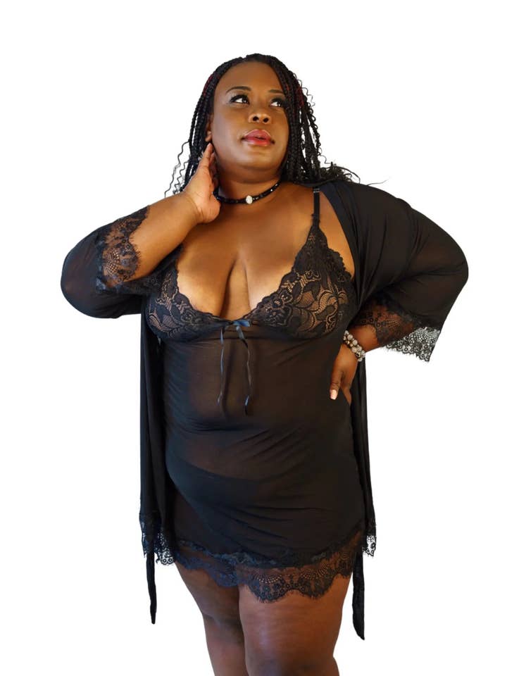 CONJUNTO DE CALZONCILLO DE MALLA Y ENCAJE PARA PESTAÑAS para venta al por mayor de Curvy Temptations