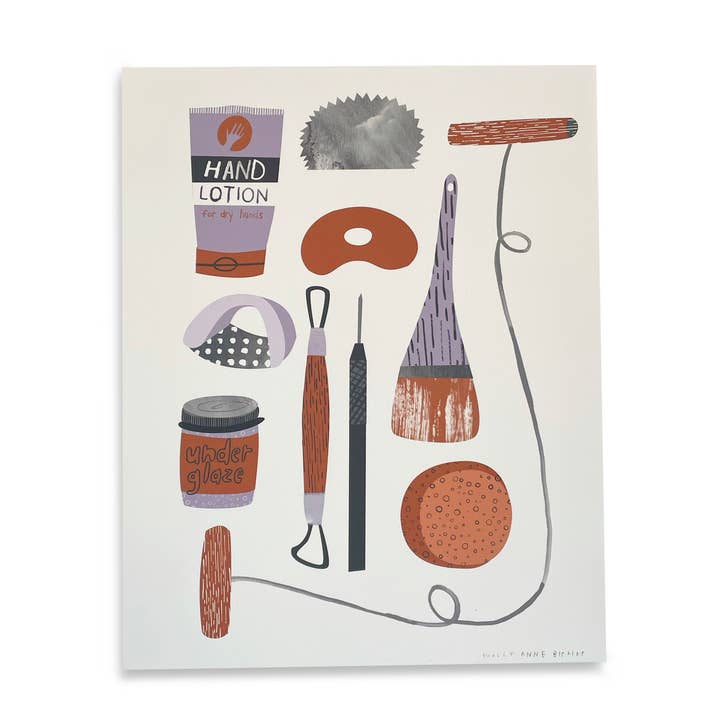 Clay Tools Print for wholesale by Molly Anne Bishop