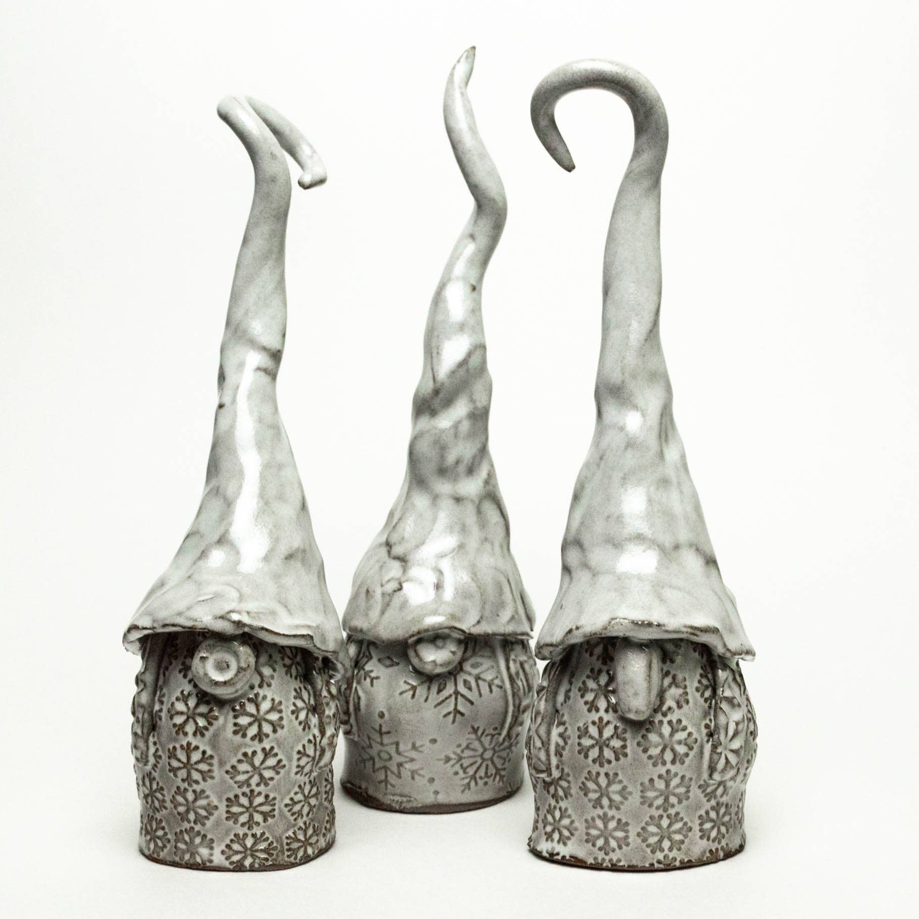 White Squirrel Clayworks - Wholesale Christmas Decoration - Female Snow Gnomes - Handmade Ceramic Stoneware Figures 0