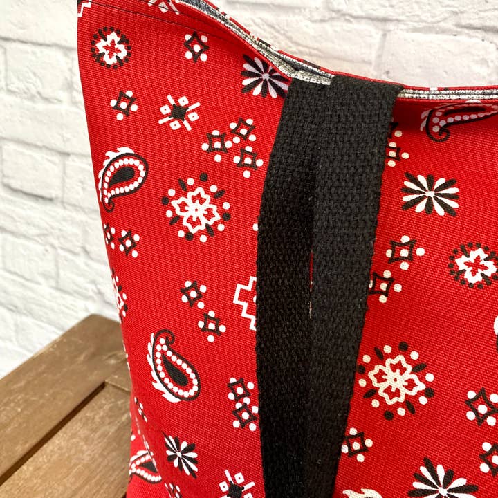 CaSo Creative Designs - Wholesale Tote Bag - Women's - Foldable Canvas Tote Bag - Red Bandana