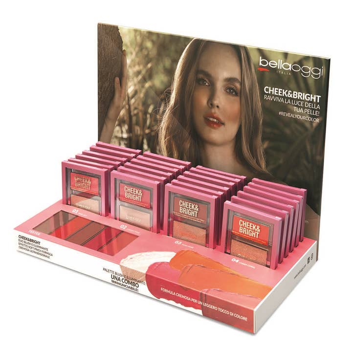 Einführungsdisplay Cheek & Bright für den Großhandel von bellaoggi
