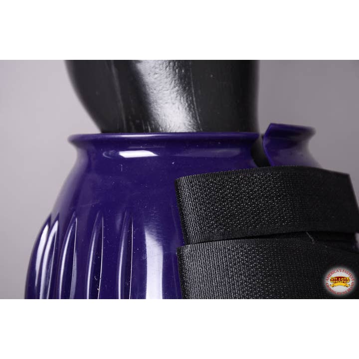 HILASON - Wholesale Horseback Riding Gear - Hilason PVC Ribbed Double Hook and Loop Bell Boots Purple
