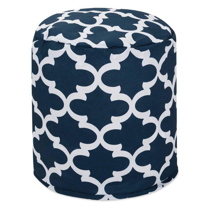 Pouf en treillis bleu marine Majestic Home Goods pour la vente par Majestic Home Goods