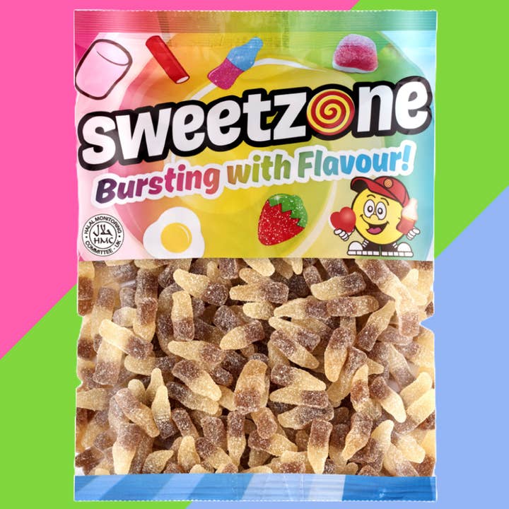 Sweetzone Fizzy Cola Bottles Bag 1kg for wholesale by Gaffney's Sweets & Treats Wholesale
