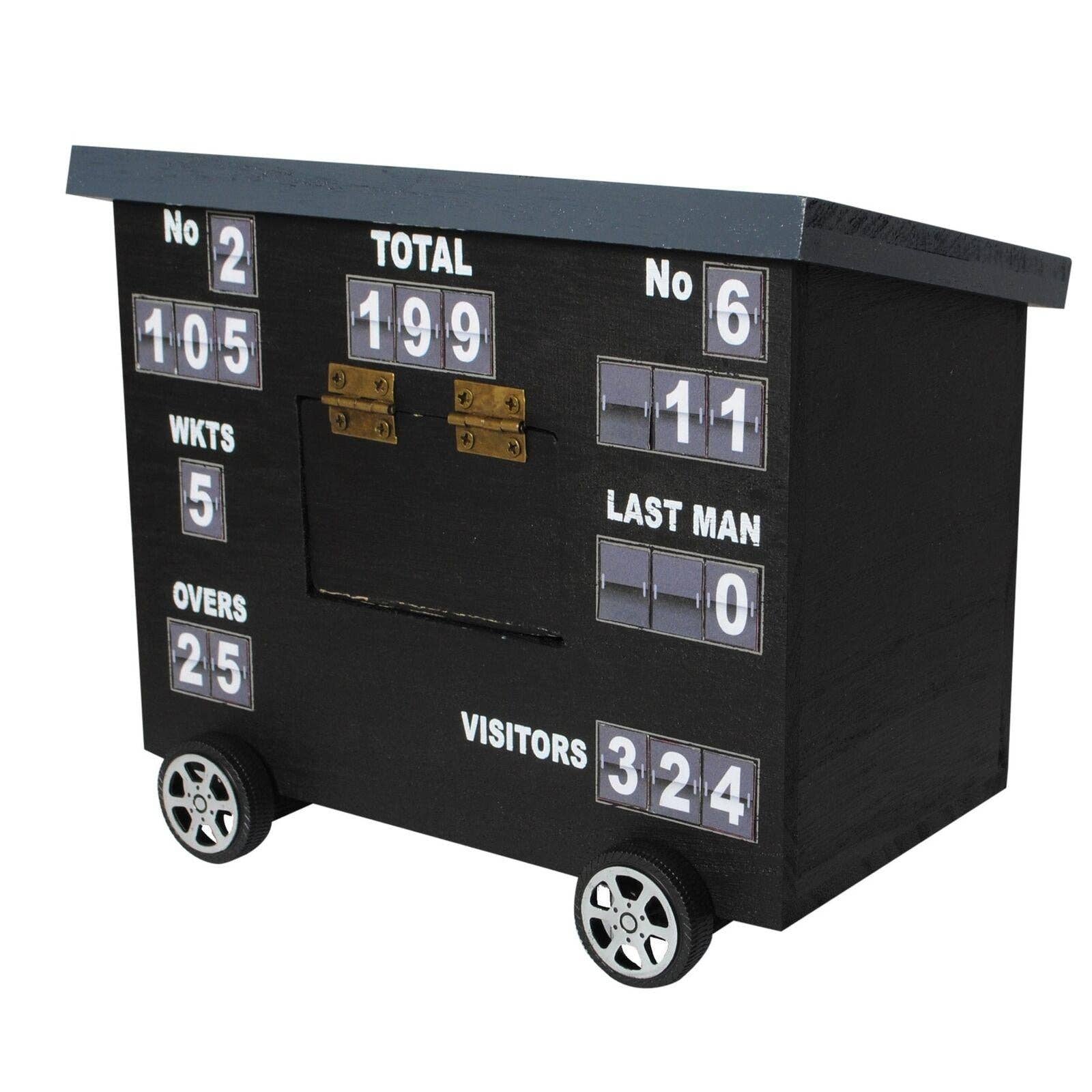 SPORTGIFTZ – wholesale Desk organiser – Cricket Scoreboard Desk Tidy | Authentically Designed | Store Phones & Stationery | Personalise Scores | Ideal for Cricket Enthusiasts | Gray, Wood3