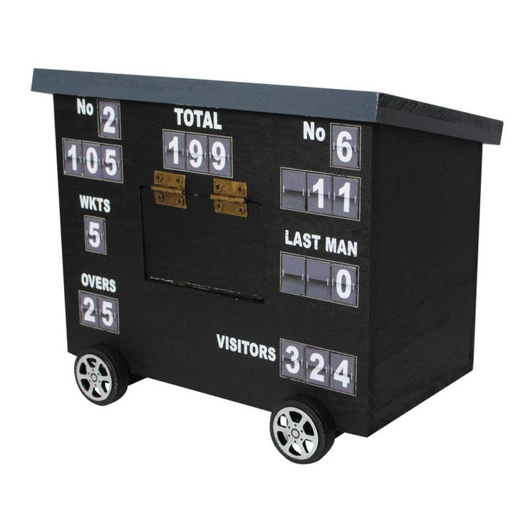 SPORTGIFTZ – wholesale Desk organiser – Cricket Scoreboard Desk Tidy | Authentically Designed | Store Phones & Stationery | Personalise Scores | Ideal for Cricket Enthusiasts | Gray, Wood3