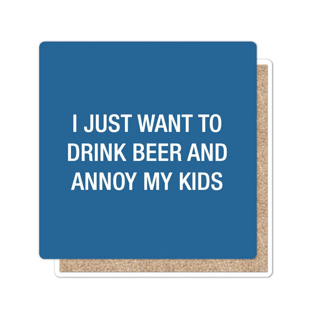 Funatic - About Face Designs - Nice Enough Merch Co - Wholesale Coasters - Drink Beer And Annoy My Kids. Coaster | About Face Designs