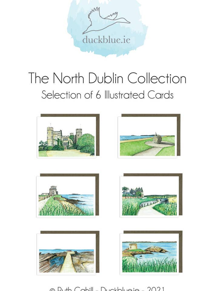 North Dublin Kollektion – Auswahl von 6 illustrierten Karten für den Großhandel von Duck Blue®