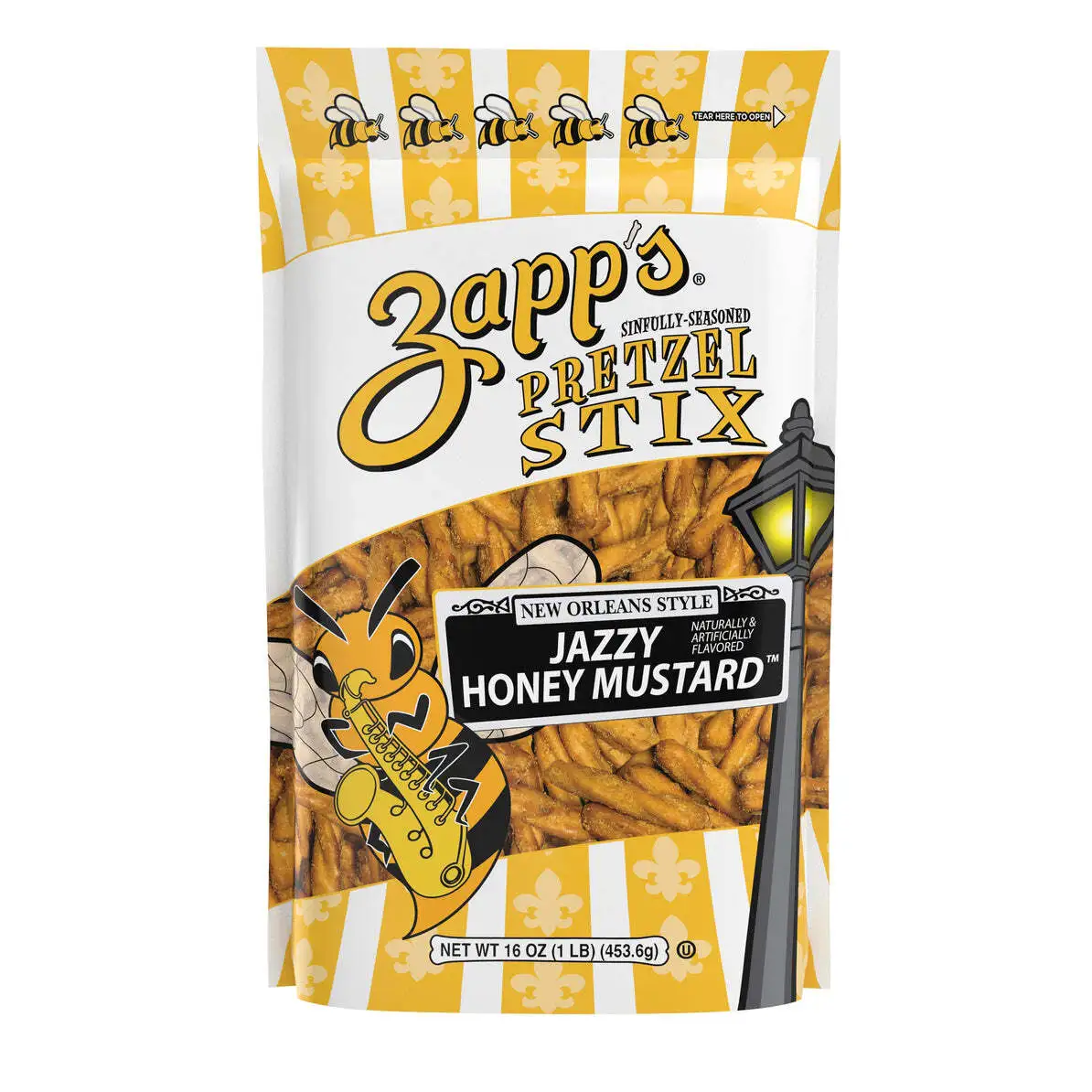 3D Enterprise - Wholesale Pretzels - Zapps Pretzels - Jazzy Honey Mustard - (16 oz. bags, 10/box)1