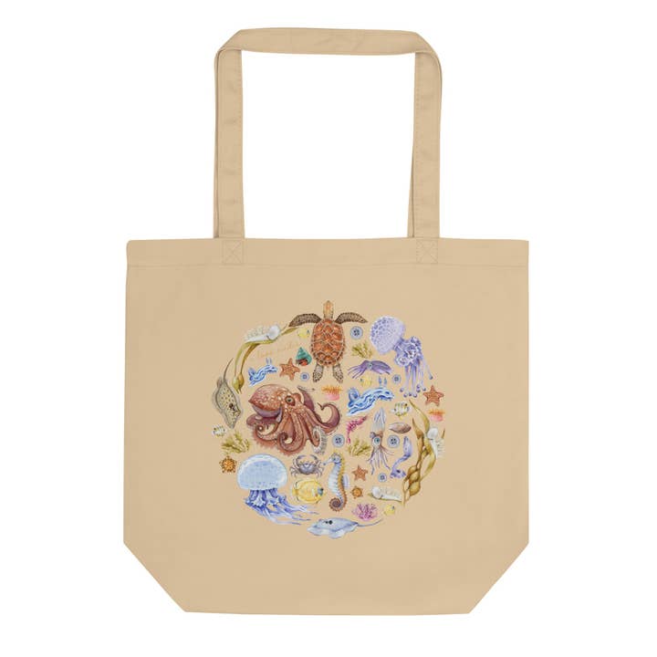 I LOVE NUDIS - Wholesale Tote Bag - Women's - I LOVE NUDIS™ Watercolor Ocean Creatures Organic Cotton Nudibranch Tote Bag8