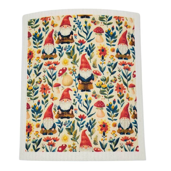 Driftless Studios - Wholesale Dishcloth - Spring Garden Gnomes Swedish Dishcloths - Kitchen Towels