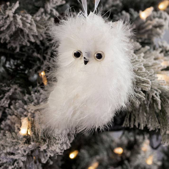 Zucker Feather Products - Wholesale Ornament - White Owl Christmas Ornament3
