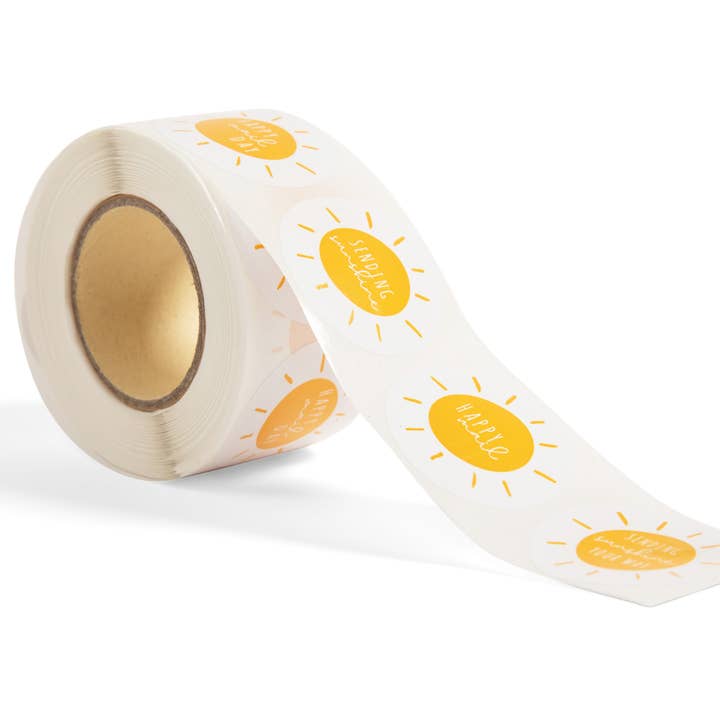 Sending Sunshine Happy Mail Stickers Roll Envelope Seals for wholesale by Lain & Lou