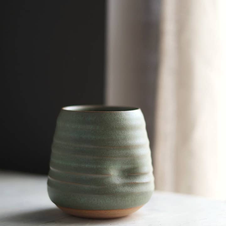 Gravesco Pottery - Wholesale Cocktail/Liquor Glass - Anytime Cup Green handmade pottery wine + Cocktail tumbler1