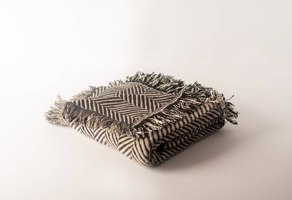 Kindly Woven – wholesale Throw blanket – Henry Blanket – Stone - Kindly Classic–Reversible– USAmade3