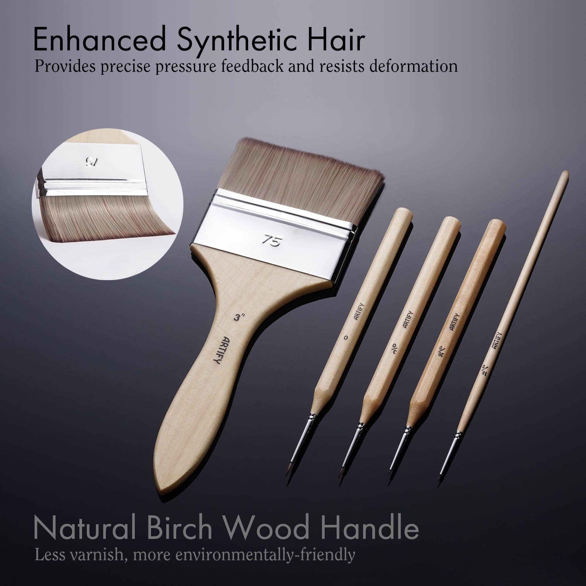 Artify – Conjunto de pintura por atacado – Conjunto Artify de 30 pincéis para artistas, versão aprimorada com diversos tamanhos, estojo para tela e espátula para acrílico, óleo, aquarela e guache3
