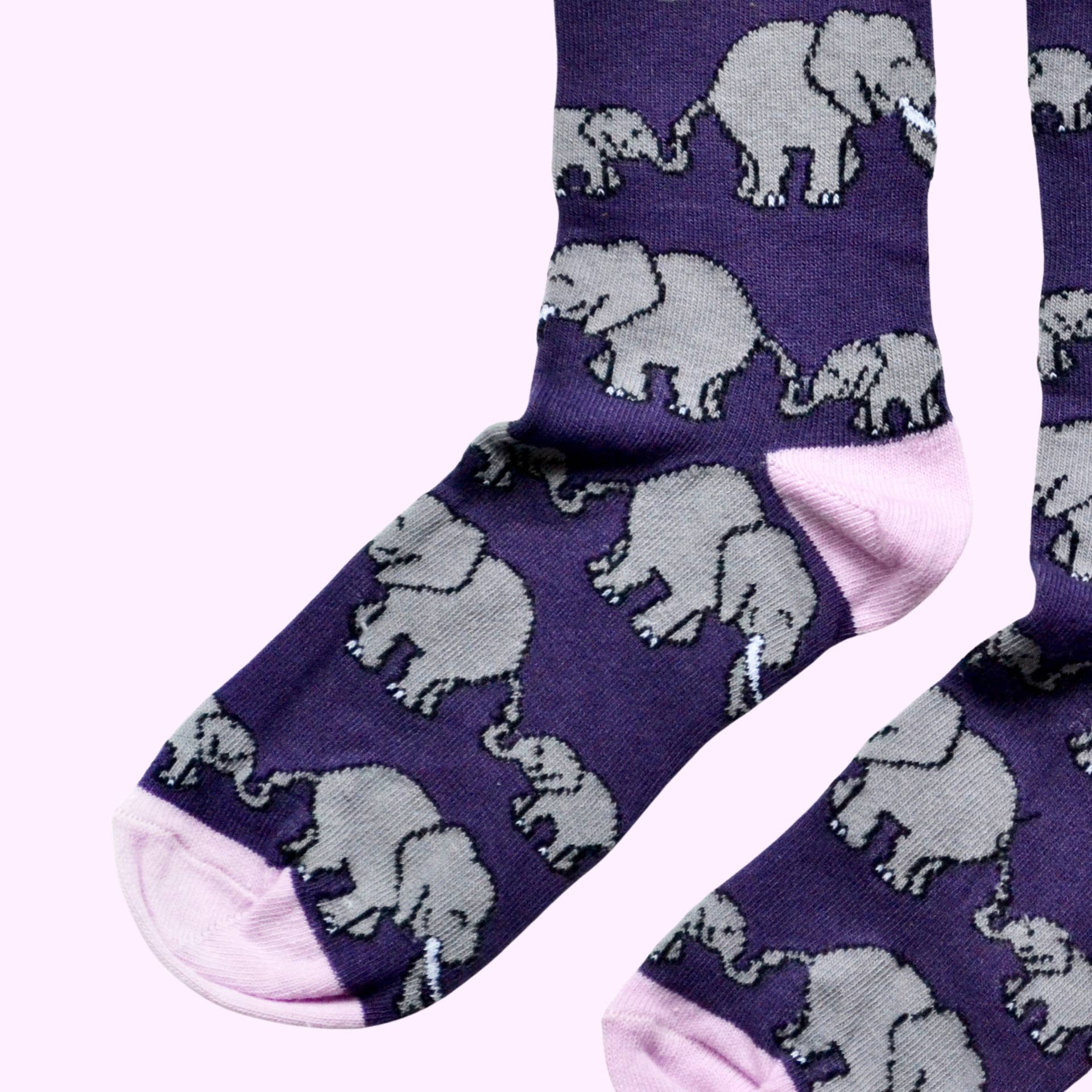 Bare Kind Socks - Wholesale Socks - Women's - Elephant Socks | Bamboo Socks | Purple Socks3