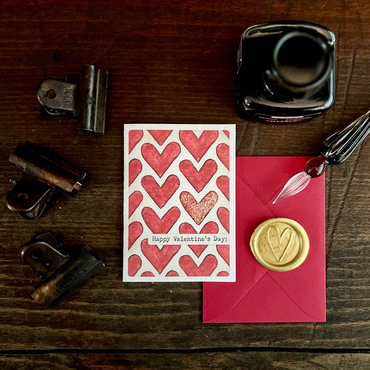 CARVED Stacked Hearts Mini Note Card | Happy Valentine's Day for wholesale by Originals Paper Art