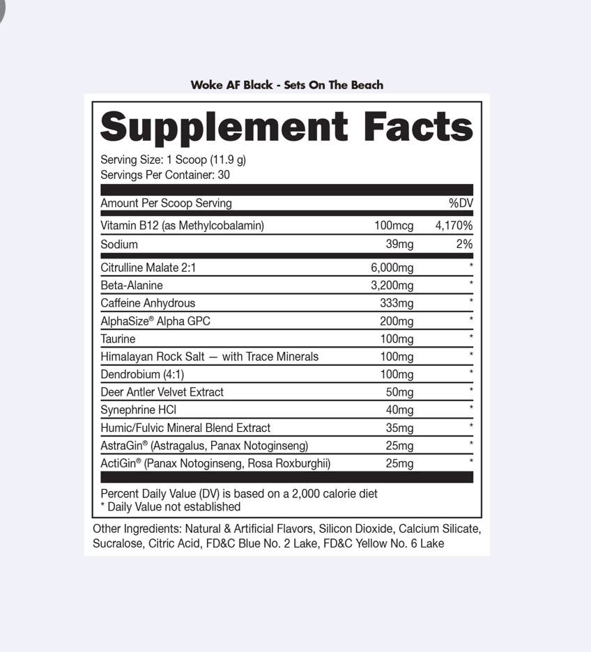 Bucked Up - Wholesale Oral Supplement/Vitamin - Woke AF Black Pre-Workout [30 Serv]6