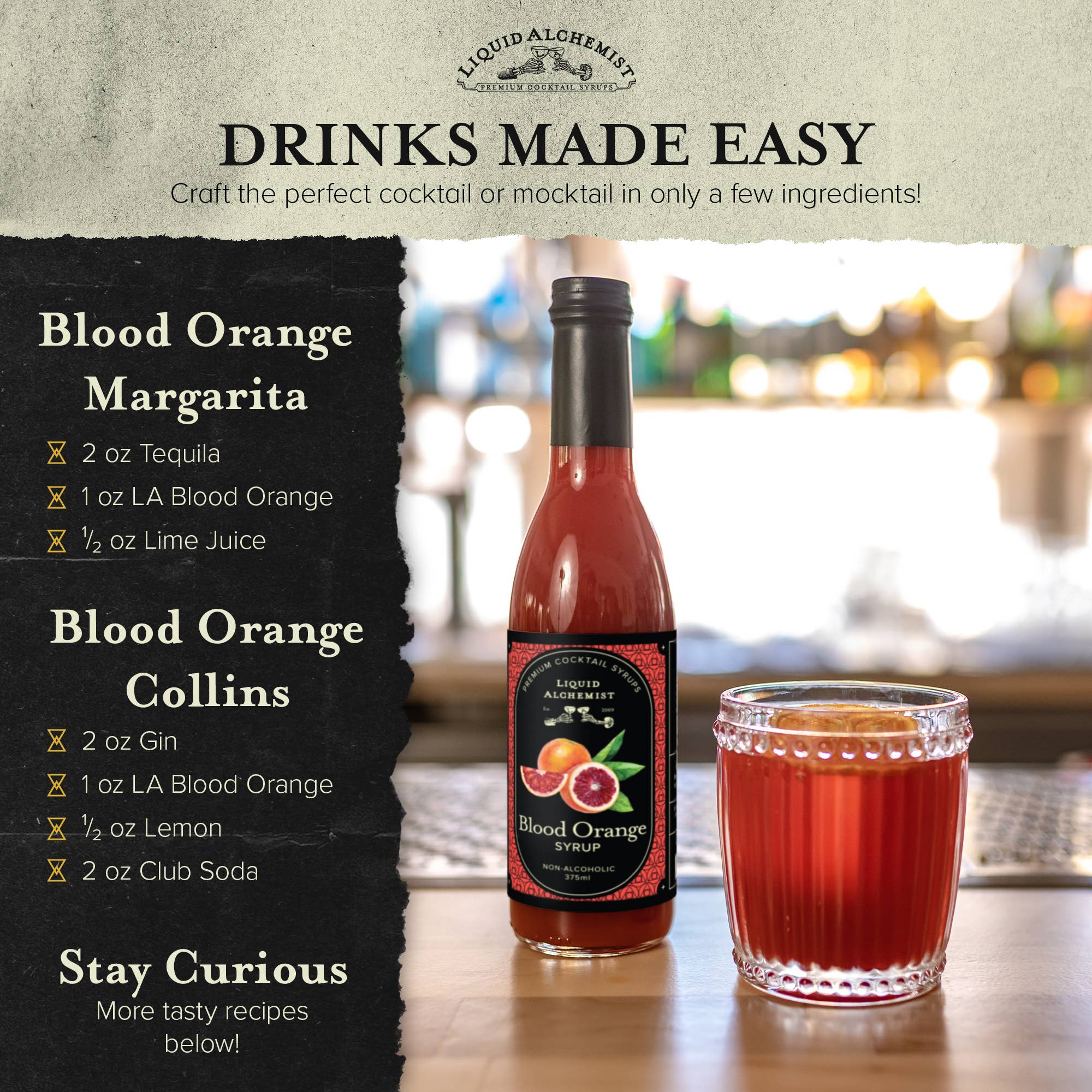 Liquid Alchemist Syrups - Wholesale Cocktail Mix/Syrup - Blood Orange Cocktail Syrup2