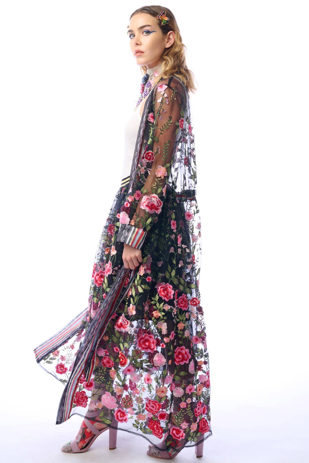 Aratta | Women's Fashion - Wholesale Kimono - Women's - Dark Rose Embroidered Duster9