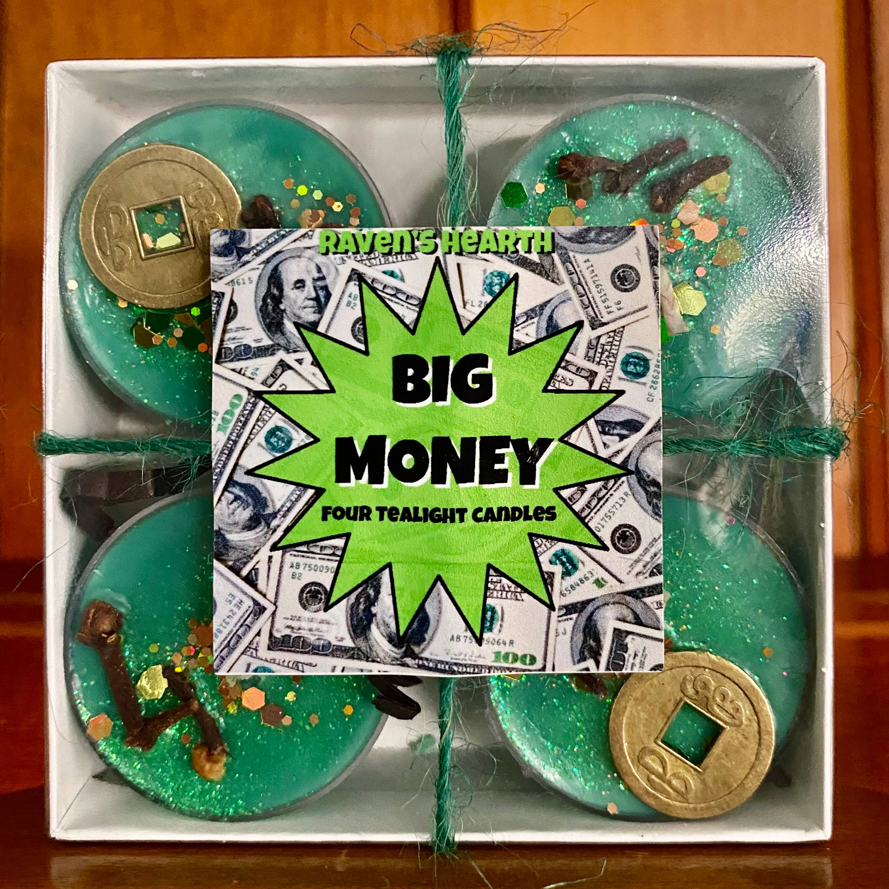 Raven’s Hearth – Velas aromáticas por atacado – Velas de Chá Big Money | Cheiro de dinheiro | Veganas3