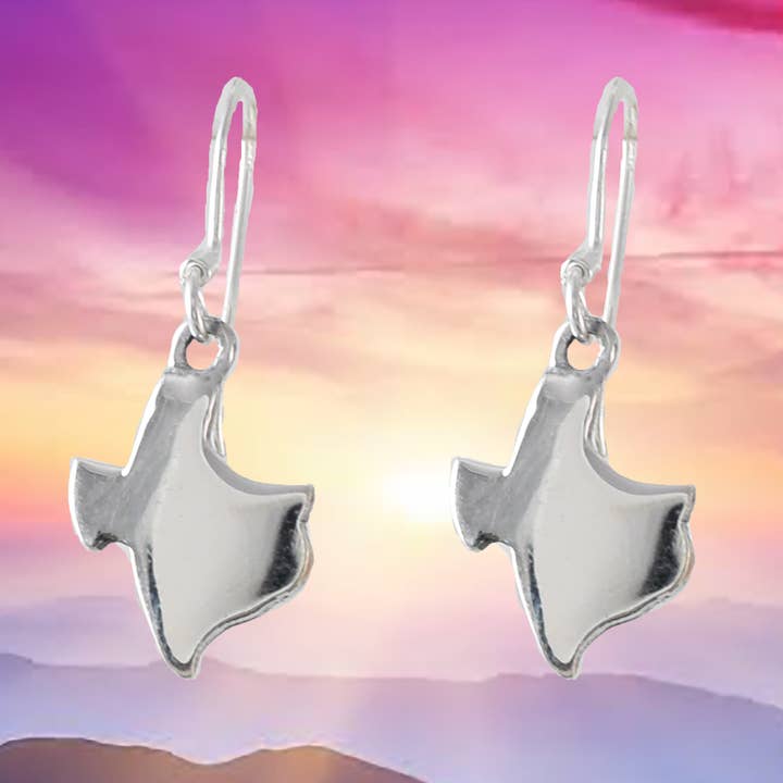 Paradise Treasures Jewelry – Engroshandel Hængeøreringe og creoløreringe – Texas kort øreringe, Sterling sølv kort over Texas dangle øreringe, E9456 fødselsdagsgave til mor, Texansk smykke