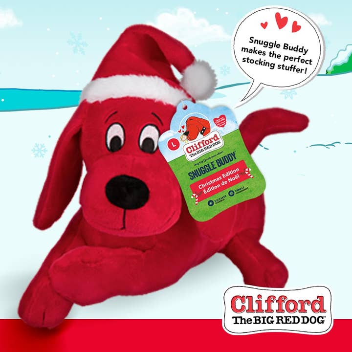 Clifford The Big Red Dog Holiday Santa Snuggle Buddy Plush for wholesale by J&C PET SUPPLY LLC