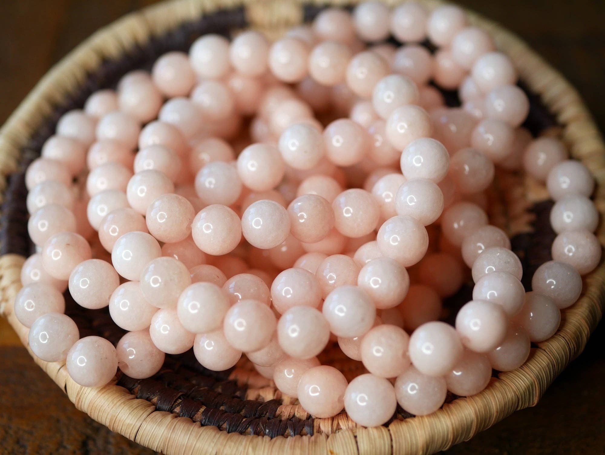 Superior Stones & Gifts INTL LLP - Wholesale Beaded Bracelet - Gemstone Stretch Bracelet Pale Pink Jade Enhanced1