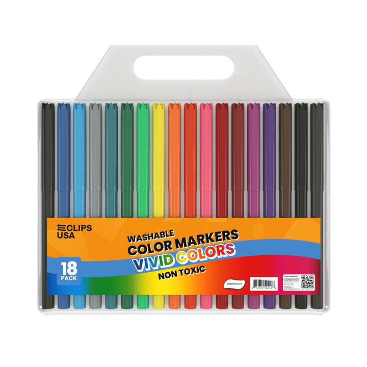 Washable Watercolor Markers – 18 Fine-Tip Colors – 48 Units for wholesale by Eclips USA